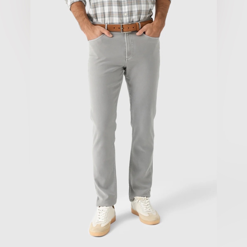 Faherty Stretch Terry 5 Pocket Men’s Stretch Denim Pant in Iron